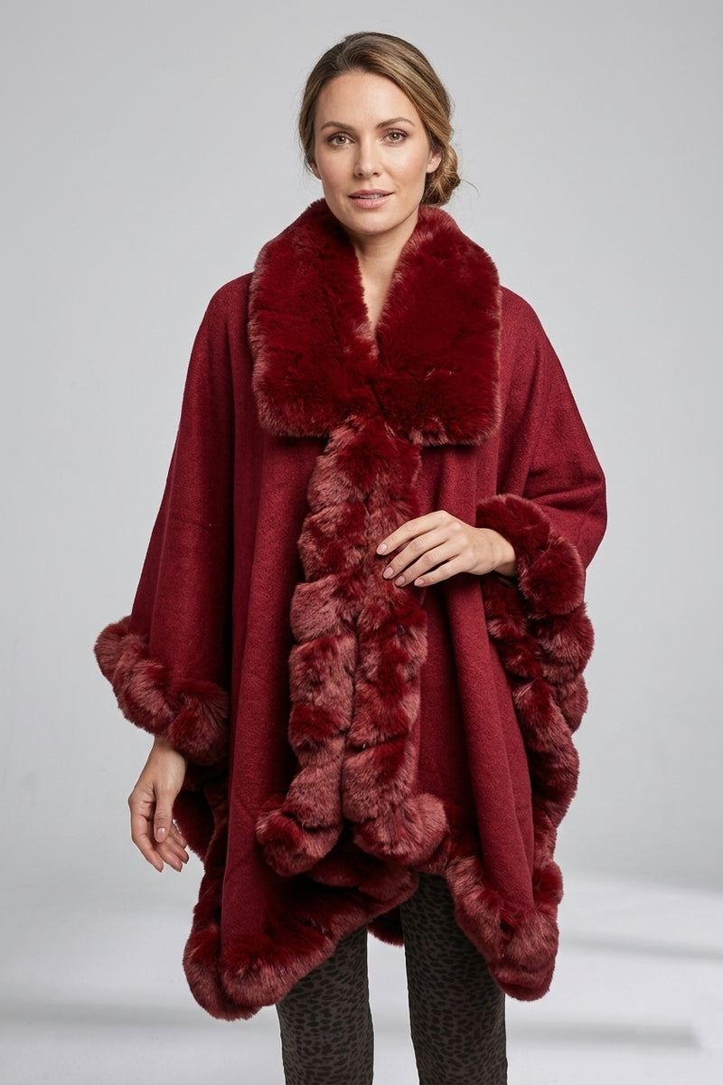 Plus Size Faux Fur Cape-SHW1935