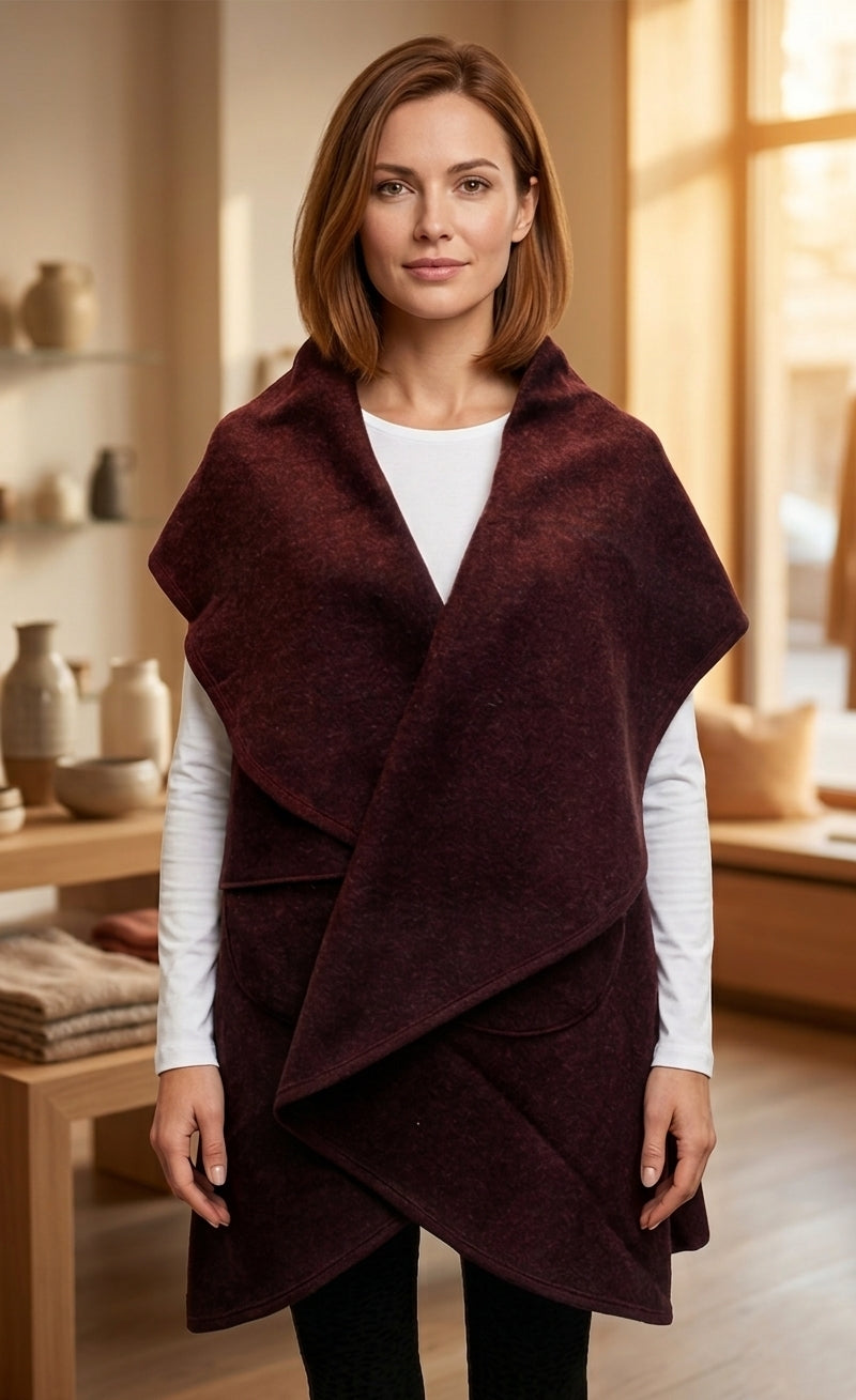 Elegant Belted Wool Wrap Vest-SHW1938