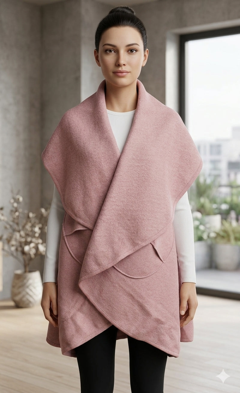 Elegant Belted Wool Wrap Vest-SHW1938