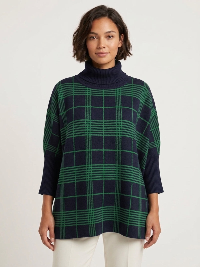 Chic Plaid Turtleneck Knit Top-SHW2208
