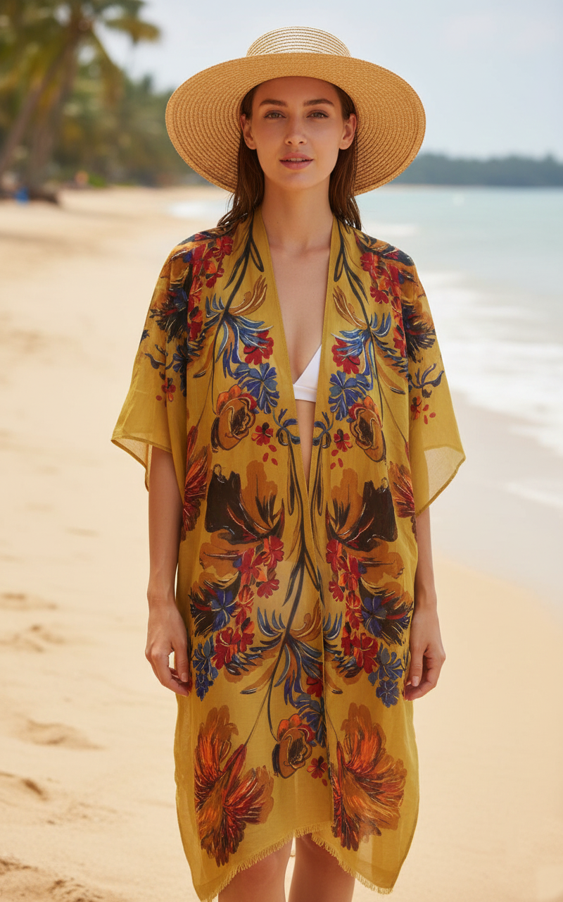 Boho Floral Kimono Cover-SHW2304
