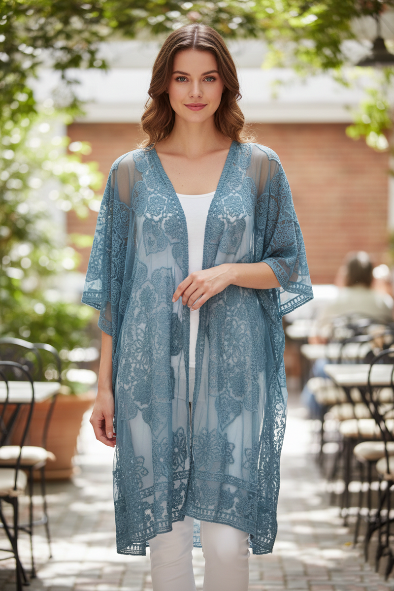 Elegant Sheer Lace Kimono-SHW2305