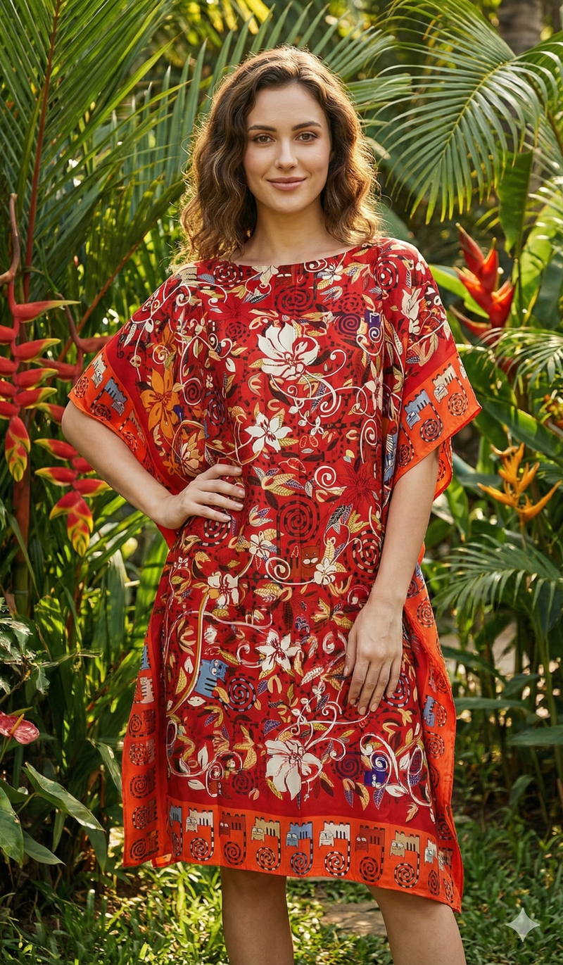 Silk Feel Kaftan Dress-SHW2402