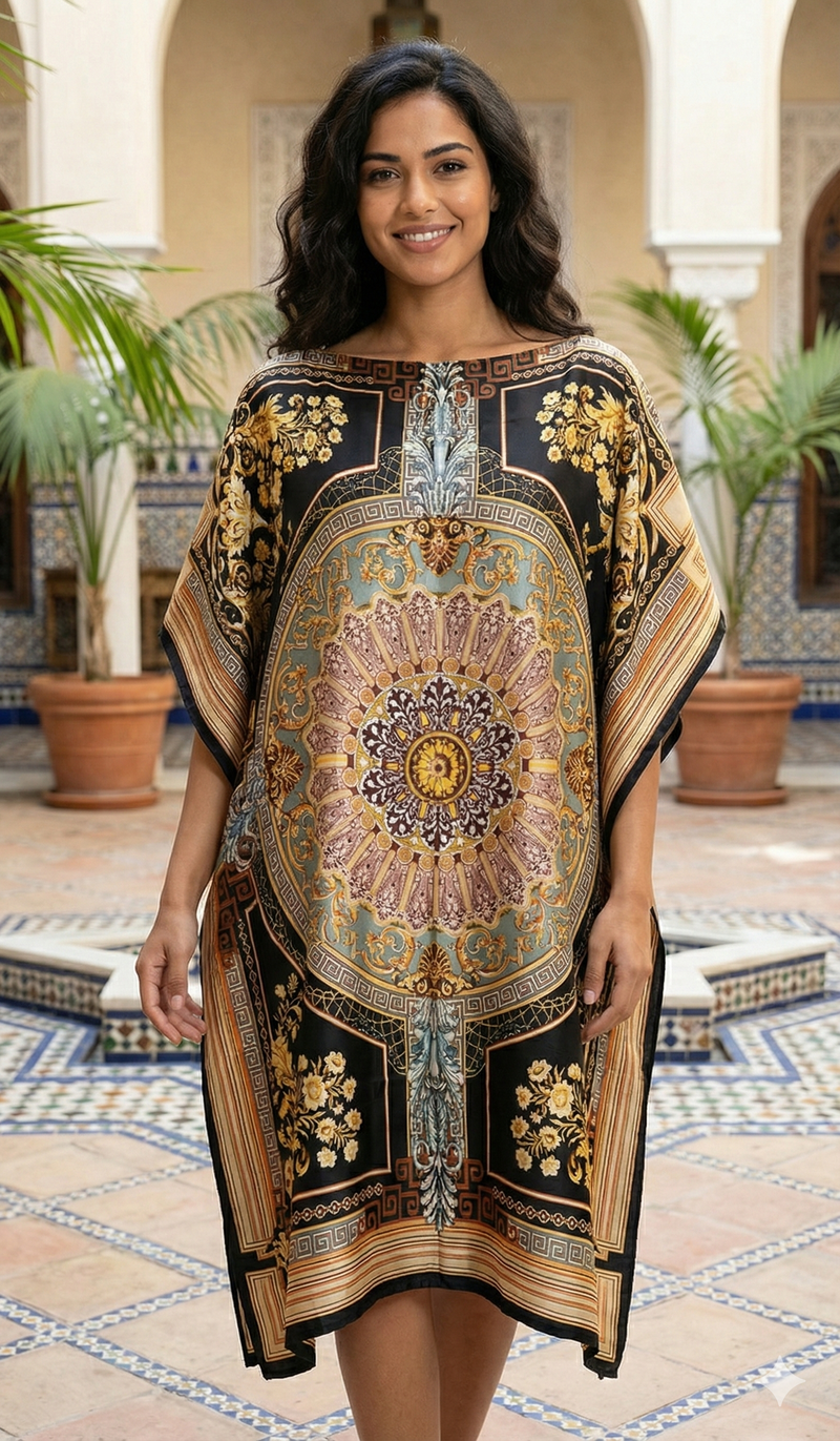 Silk Feel Mandala Kaftan-SHW2403