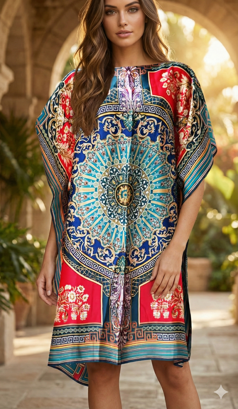 Silk Feel Mandala Kaftan-SHW2403
