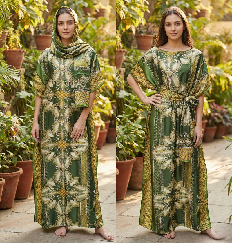 Silk Feel Maxi Kaftan Set-SHW2405