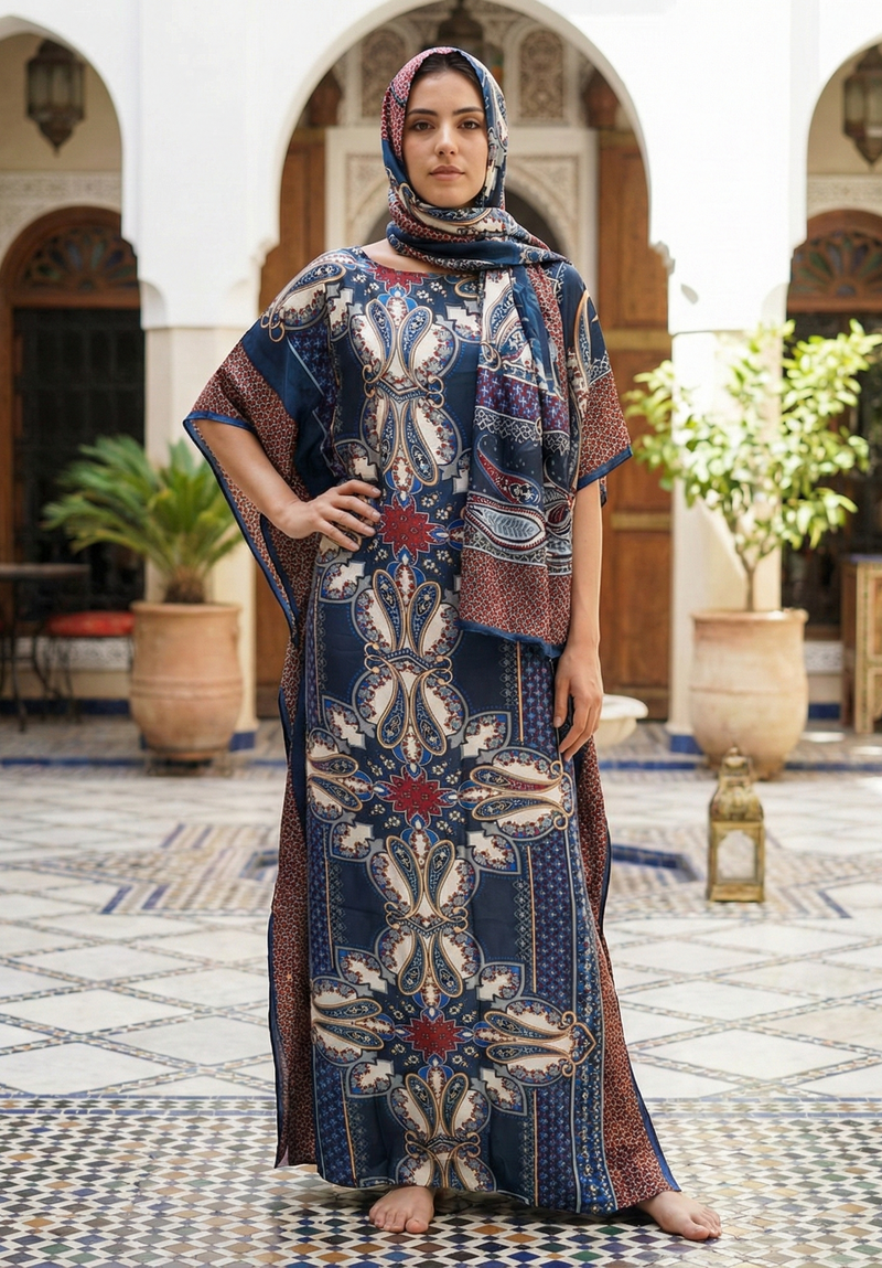 Silk Feel Maxi Kaftan Set-SHW2405