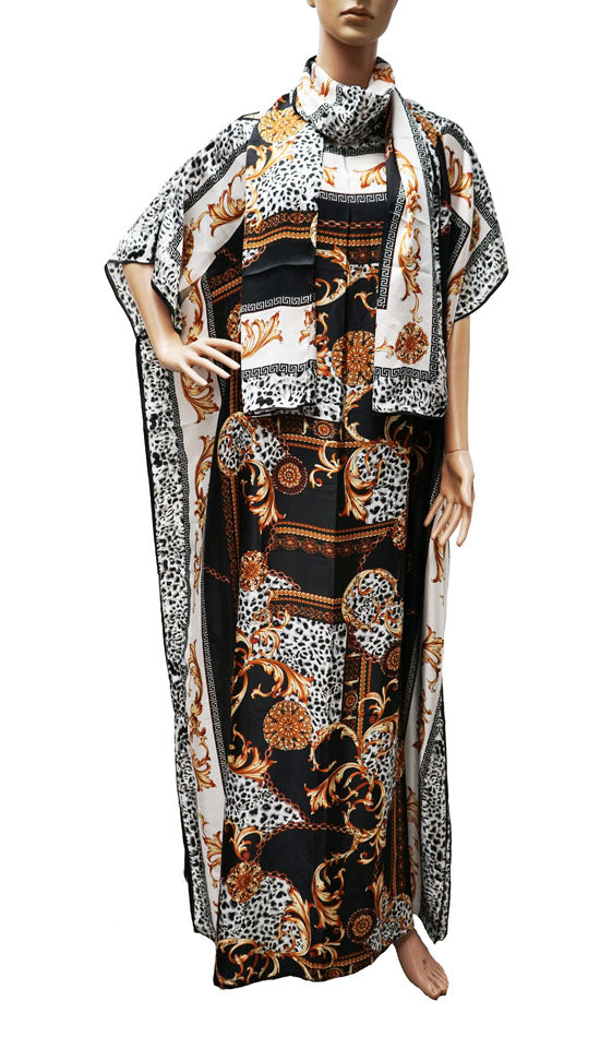 Printed Kaftan with Scarf-SHW2406