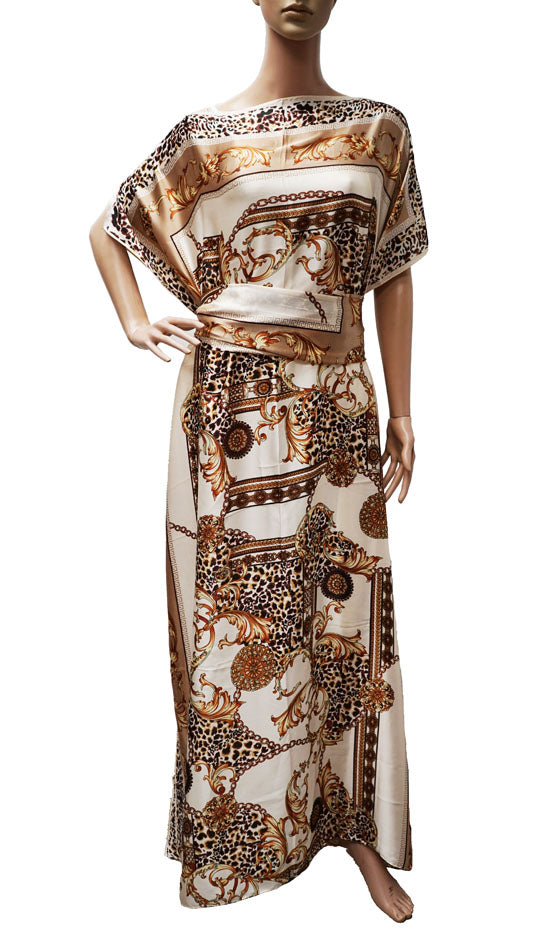 Printed Kaftan with Scarf-SHW2406