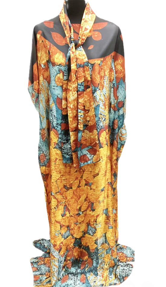 Floral Silk Feel Kaftan Set-SHW2407