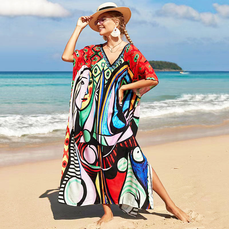 Abstract Art Kaftan Dress-SHW2408