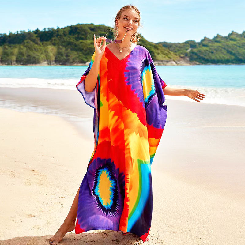 Tie-Dye Boho Kaftan Dress-SHW2409