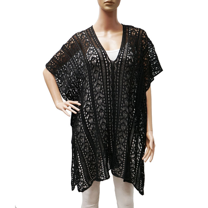 Crochet V-Neck Beach Cover-SHW2415