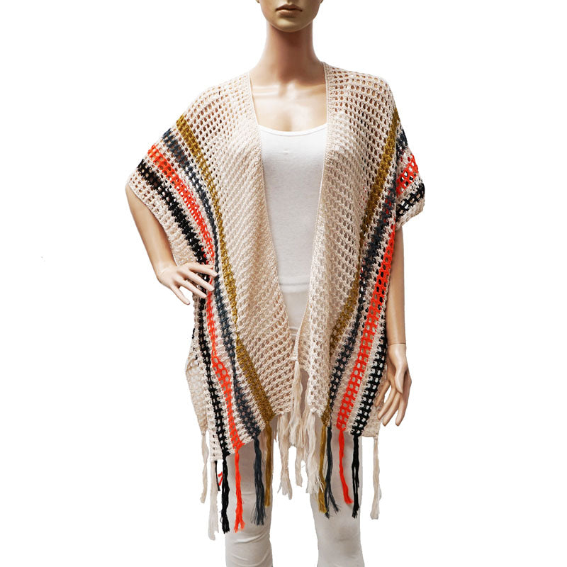 Crochet Fringe Kimono Cover-SHW2416