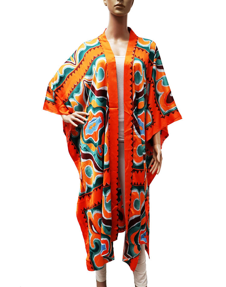Silk Feel Boho Kimono Cover-SHW2417