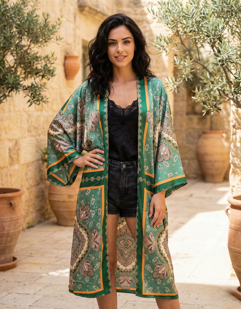 Silk Feel Paisley Kimono-SHW2418