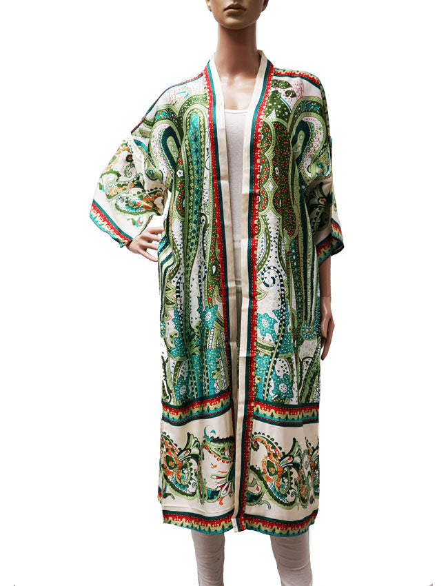 Silk Feel Ethnic Kimono-SHW2419