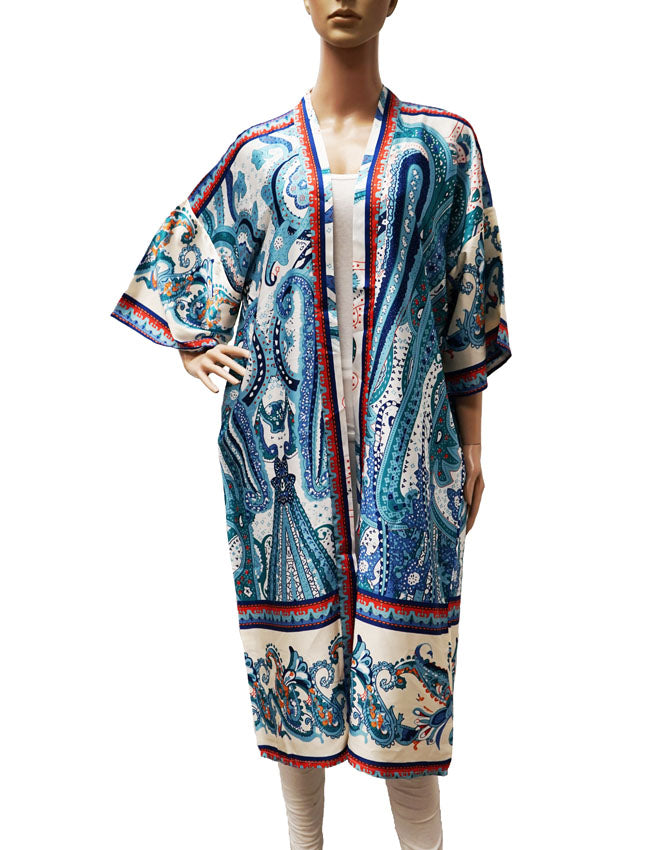 Silk Feel Ethnic Kimono-SHW2419