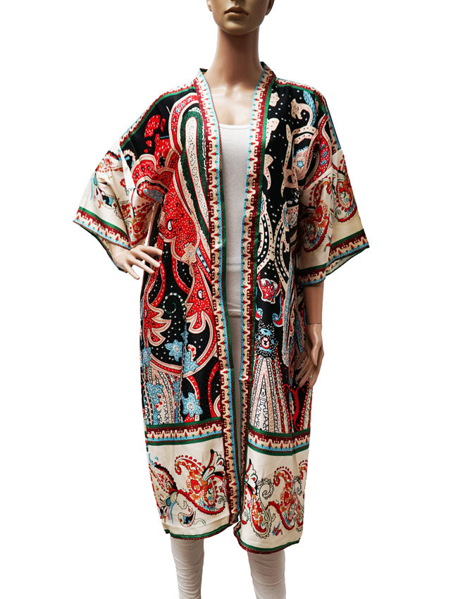 Silk Feel Ethnic Kimono-SHW2419