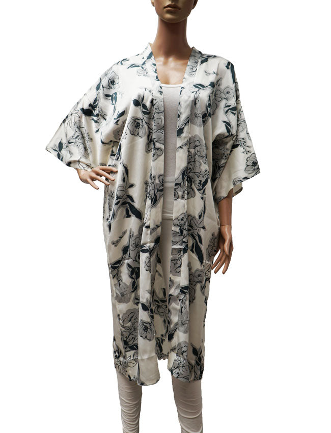Silk Feel Floral Kimono-SHW2420