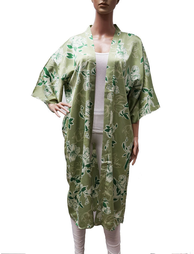 Silk Feel Floral Kimono-SHW2420