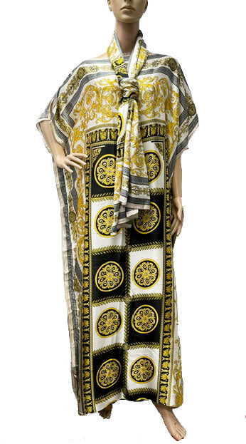 Silk Feel Baroque Kaftan Set-SHW2421