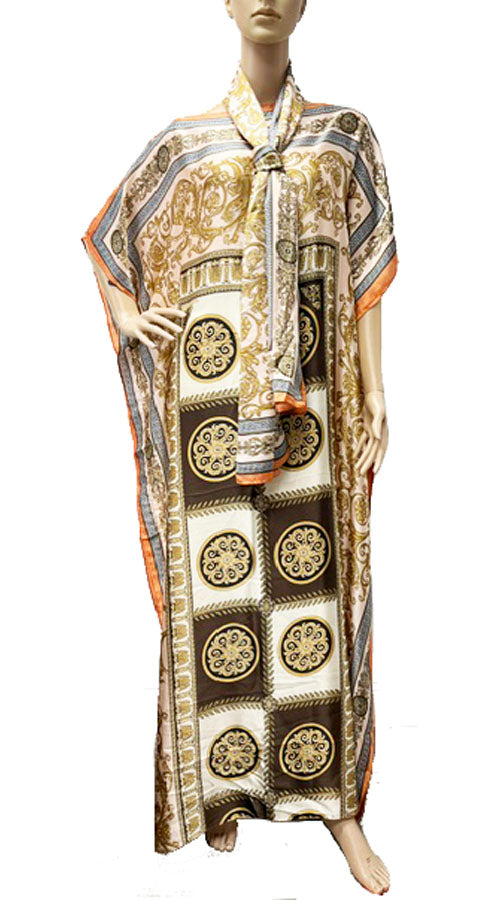 Silk Feel Baroque Kaftan Set-SHW2421