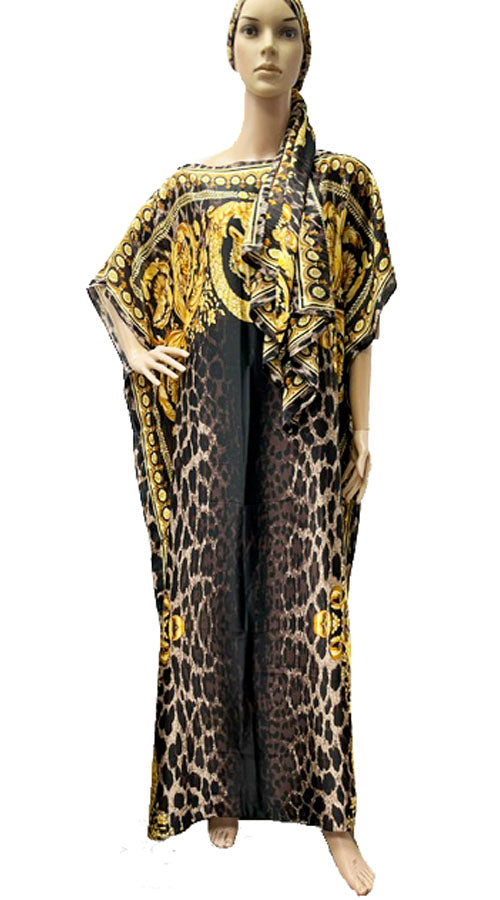 Baroque Leopard Kaftan Dress-SHW2422