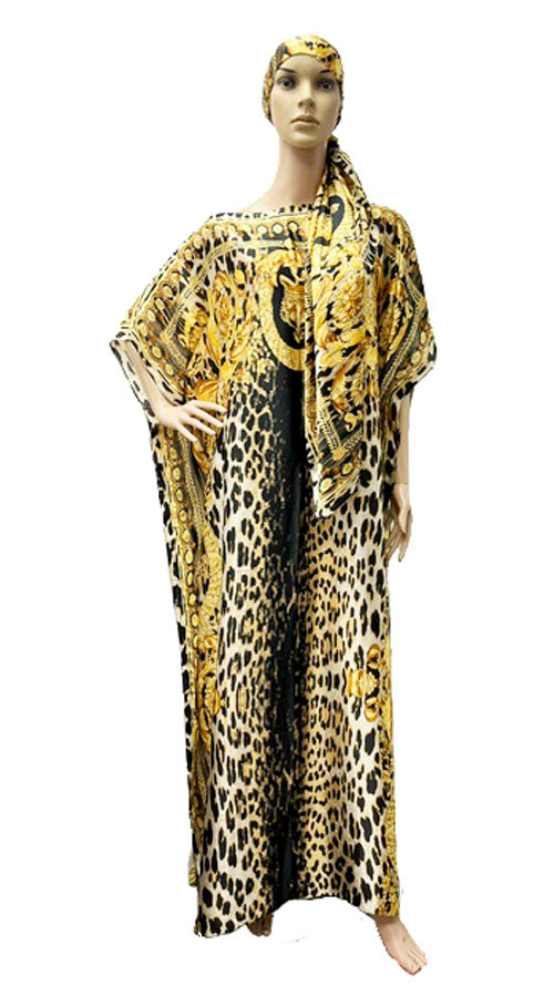 Baroque Leopard Kaftan Dress-SHW2422