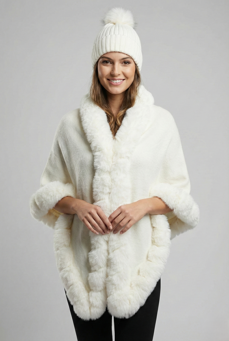 Faux Fur Trim Winter Cape-SHW2425