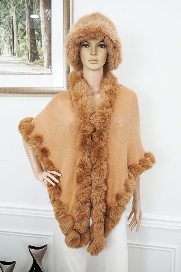 Faux Fur Trim Winter Cape-SHW2425