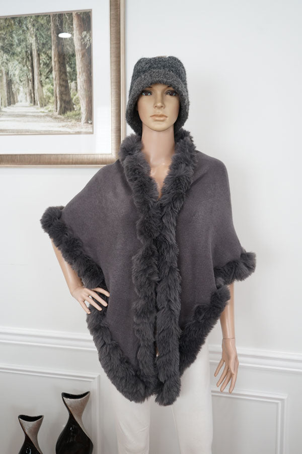 Faux Fur Trim Winter Cape-SHW2425