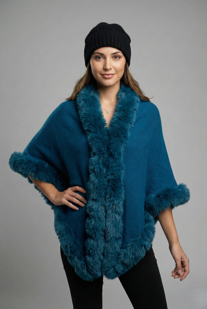 Faux Fur Trim Winter Cape-SHW2425