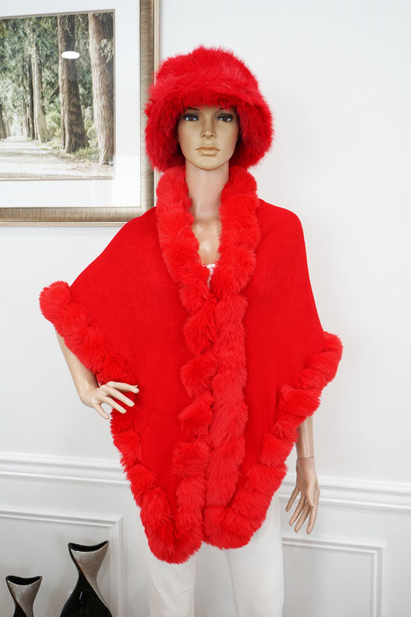Faux Fur Trim Winter Cape-SHW2425