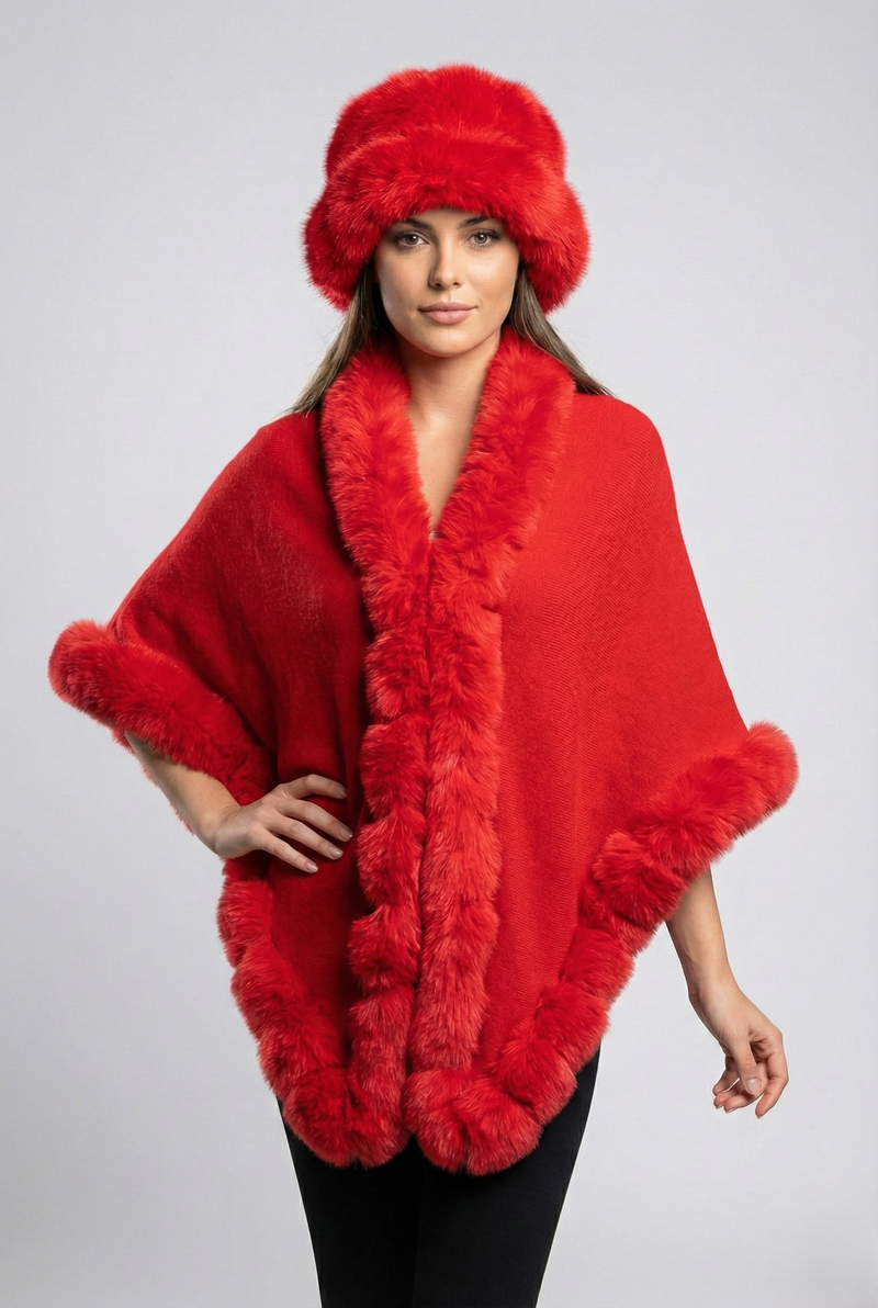 Faux Fur Trim Winter Cape-SHW2425