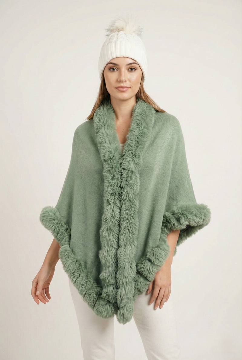 Faux Fur Trim Winter Cape-SHW2425
