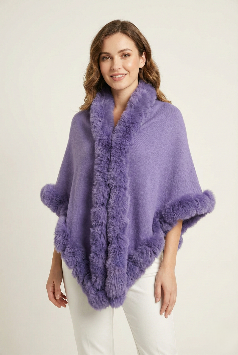 Faux Fur Trim Winter Cape-SHW2425