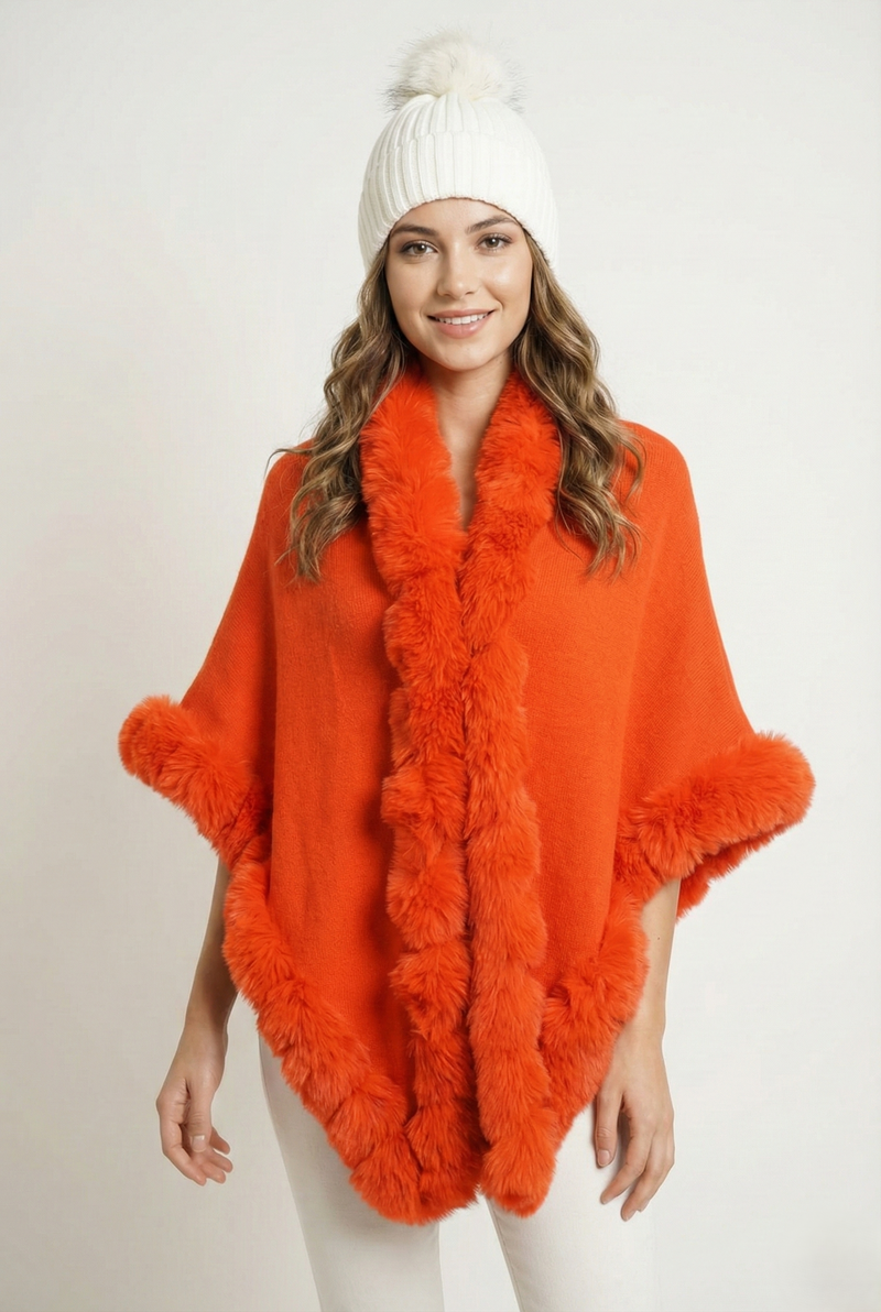 Faux Fur Trim Winter Cape-SHW2425