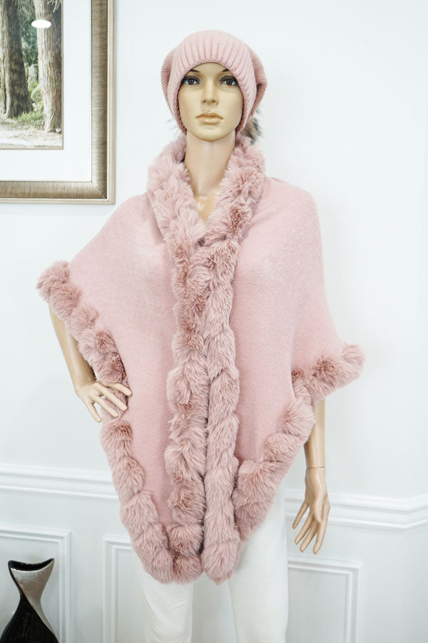 Faux Fur Trim Winter Cape-SHW2425