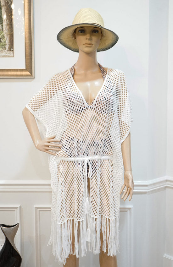 Fringe Mesh Beach Cover-Up-SHW2448