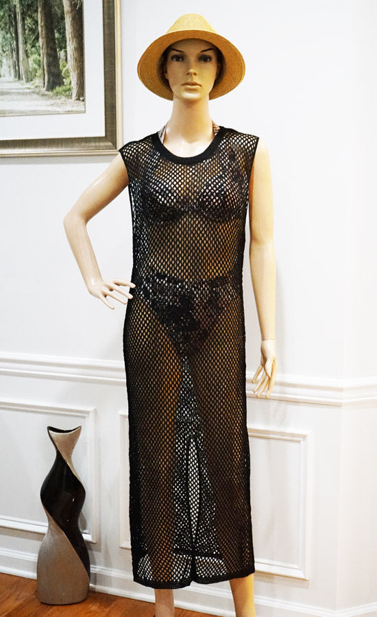 Sleeveless Mesh Beach Dress-SHW2450