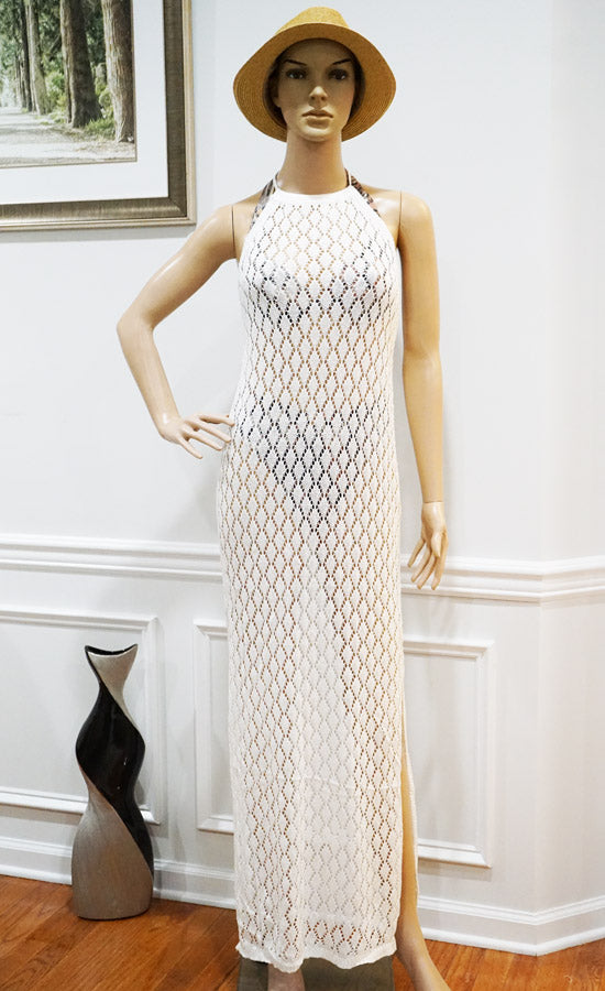 Halter Neck Mesh Dress-SHW2451