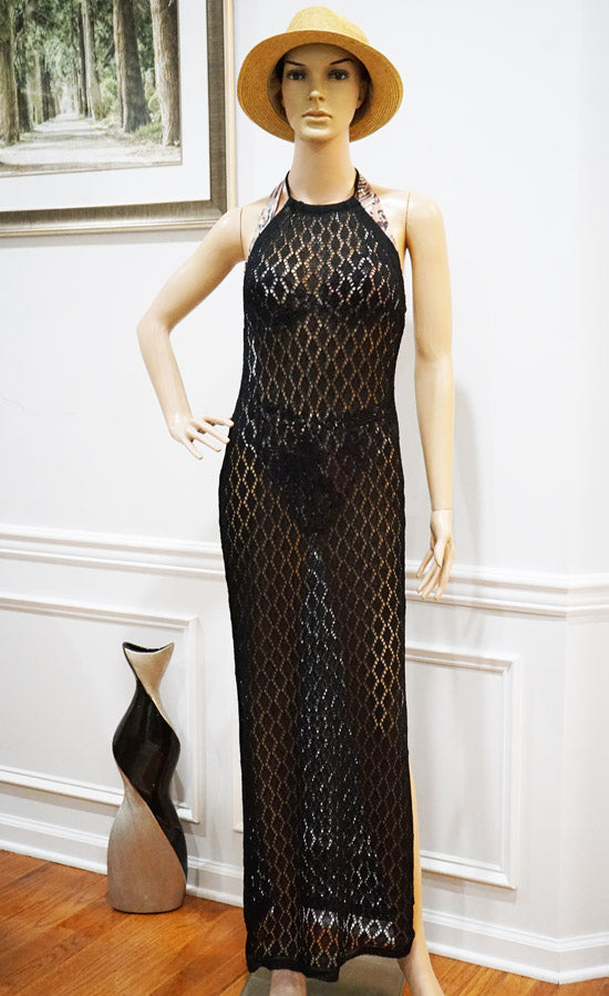Halter Neck Mesh Dress-SHW2451