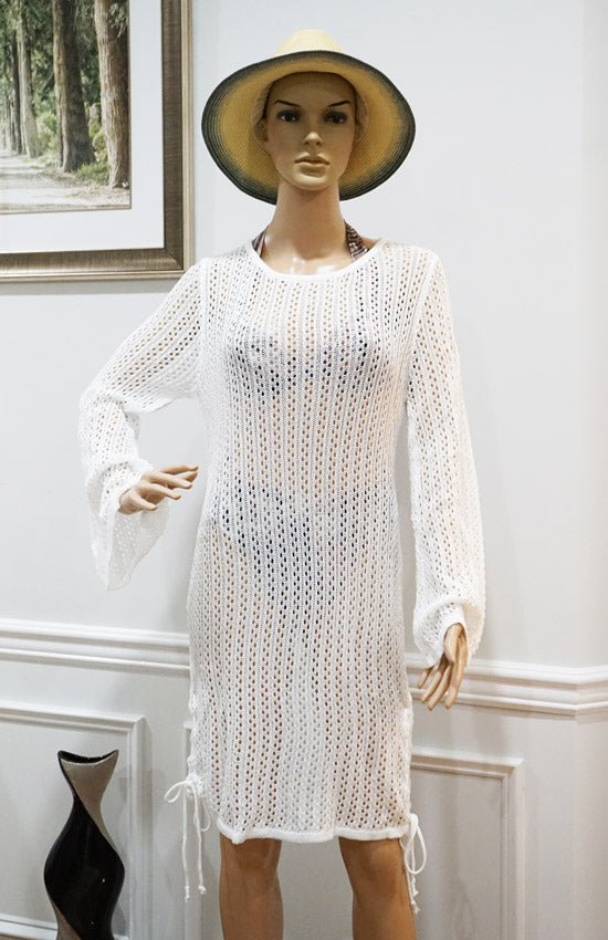 Backless Crochet Mini Dress-SHW2452