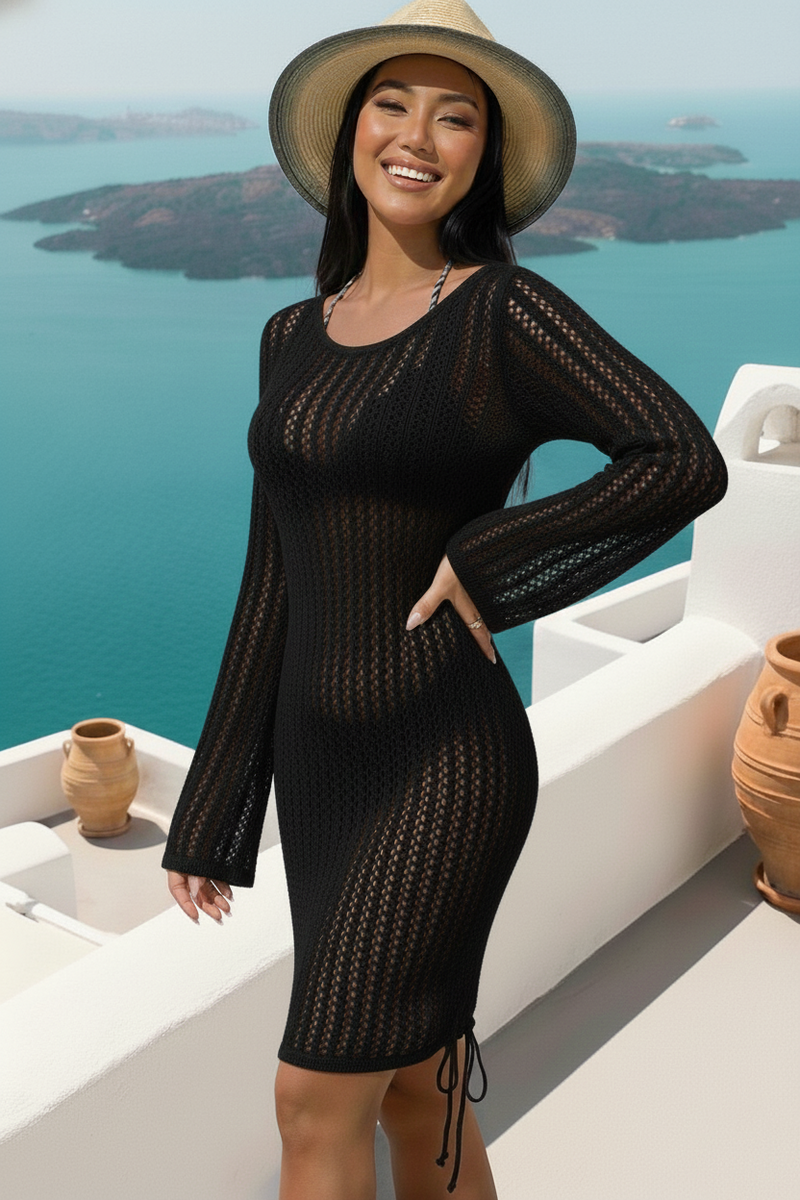 Backless Crochet Mini Dress-SHW2452