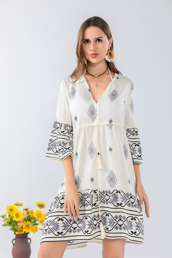 Boho Print Tunic Dress-SHW2506