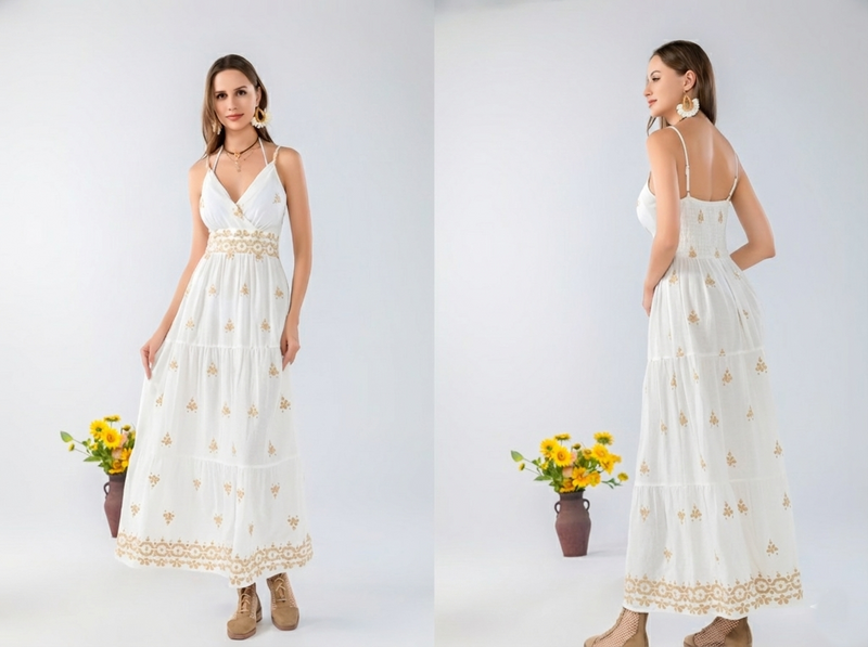 Boho Spaghetti Strap Maxi Dress-SHW2507