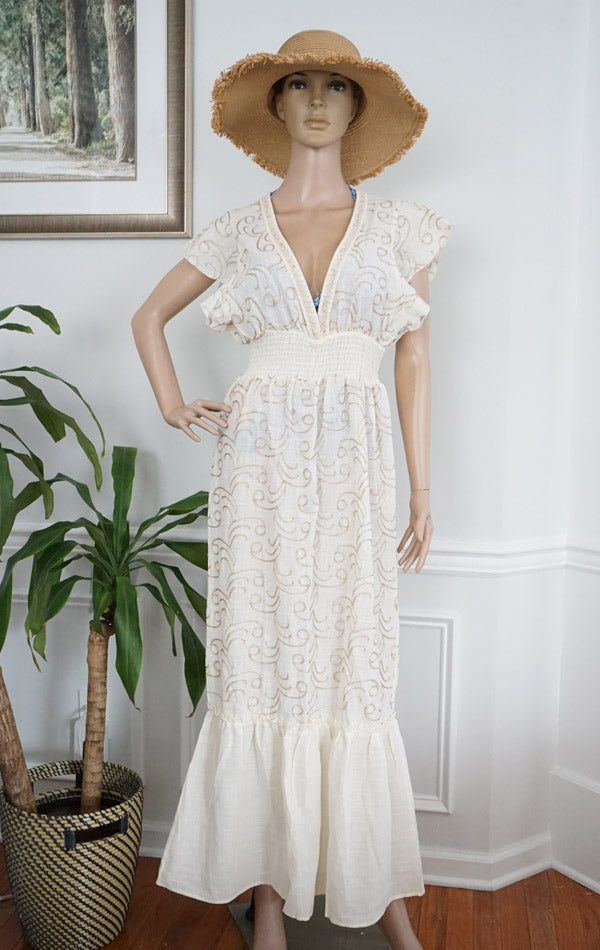 Elegant Embroidered V-Neck Dress-SHW2510