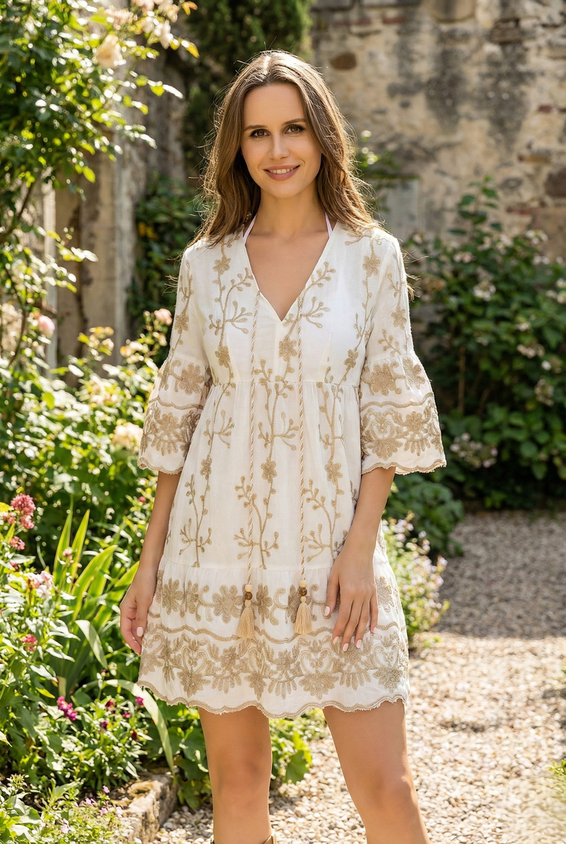 Boho Embroidered Tunic DressSHW2511