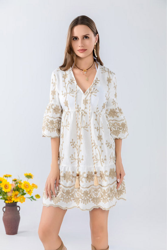 Boho Embroidered Tunic DressSHW2511